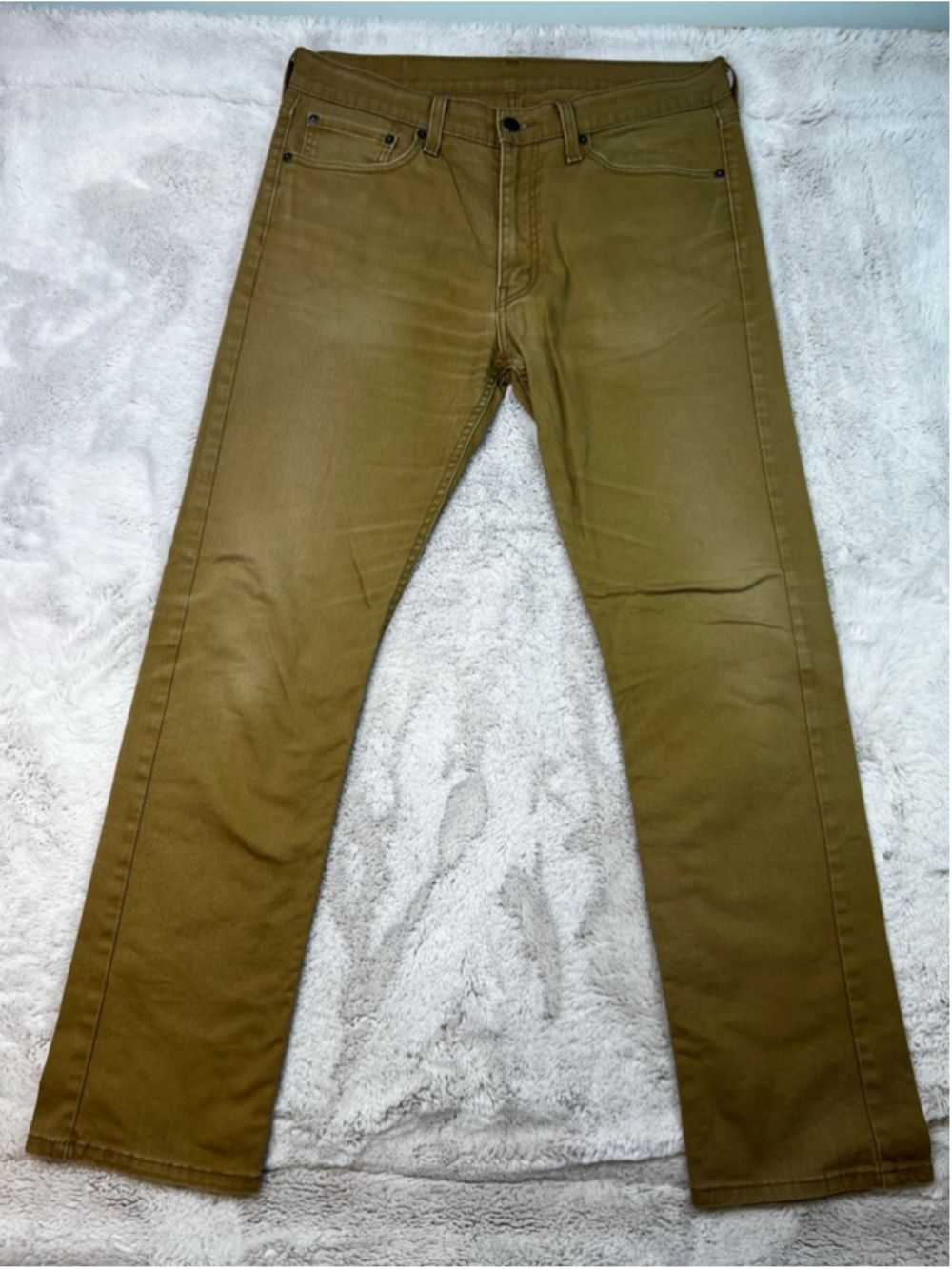 Levis 513 Slim Straight Tan Jeans Mens 34x32 Cotton Classic Denim